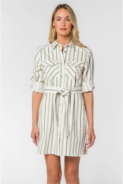 Olive Striped Dress Apex Ethical Boutique
