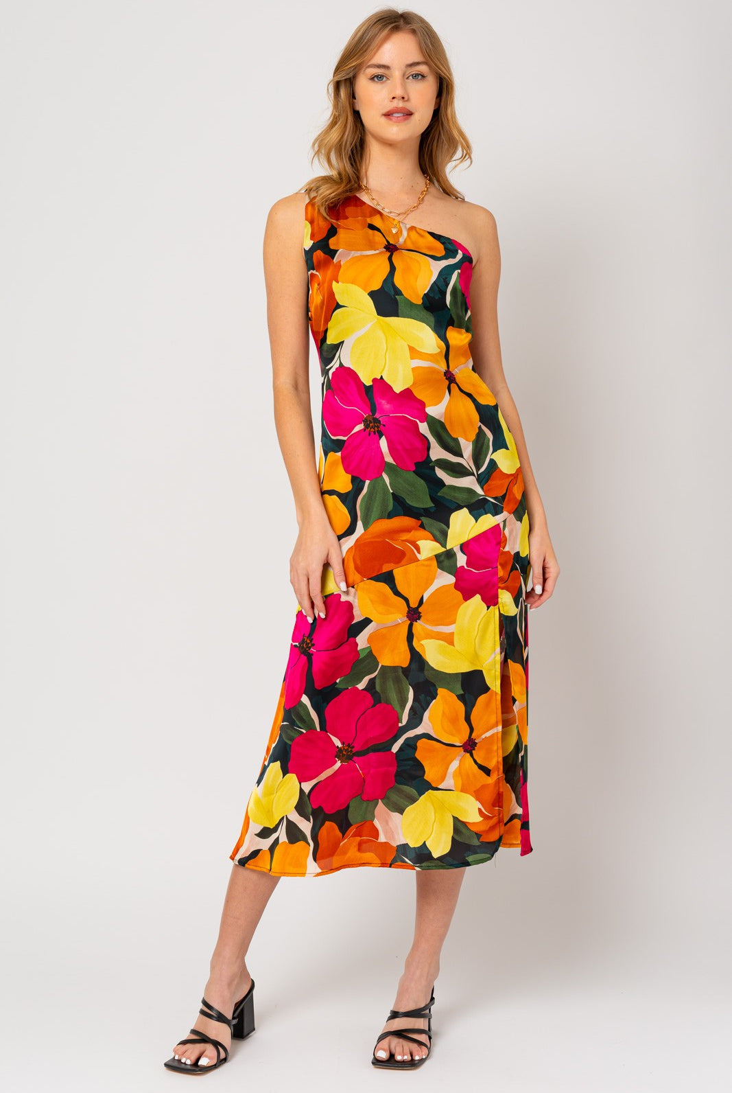 One Shoulder Floral Dress Apex Ethical Boutique