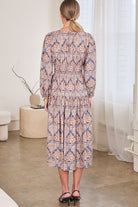 Mauve/Brown Multi Paisley Printed Midi Dress