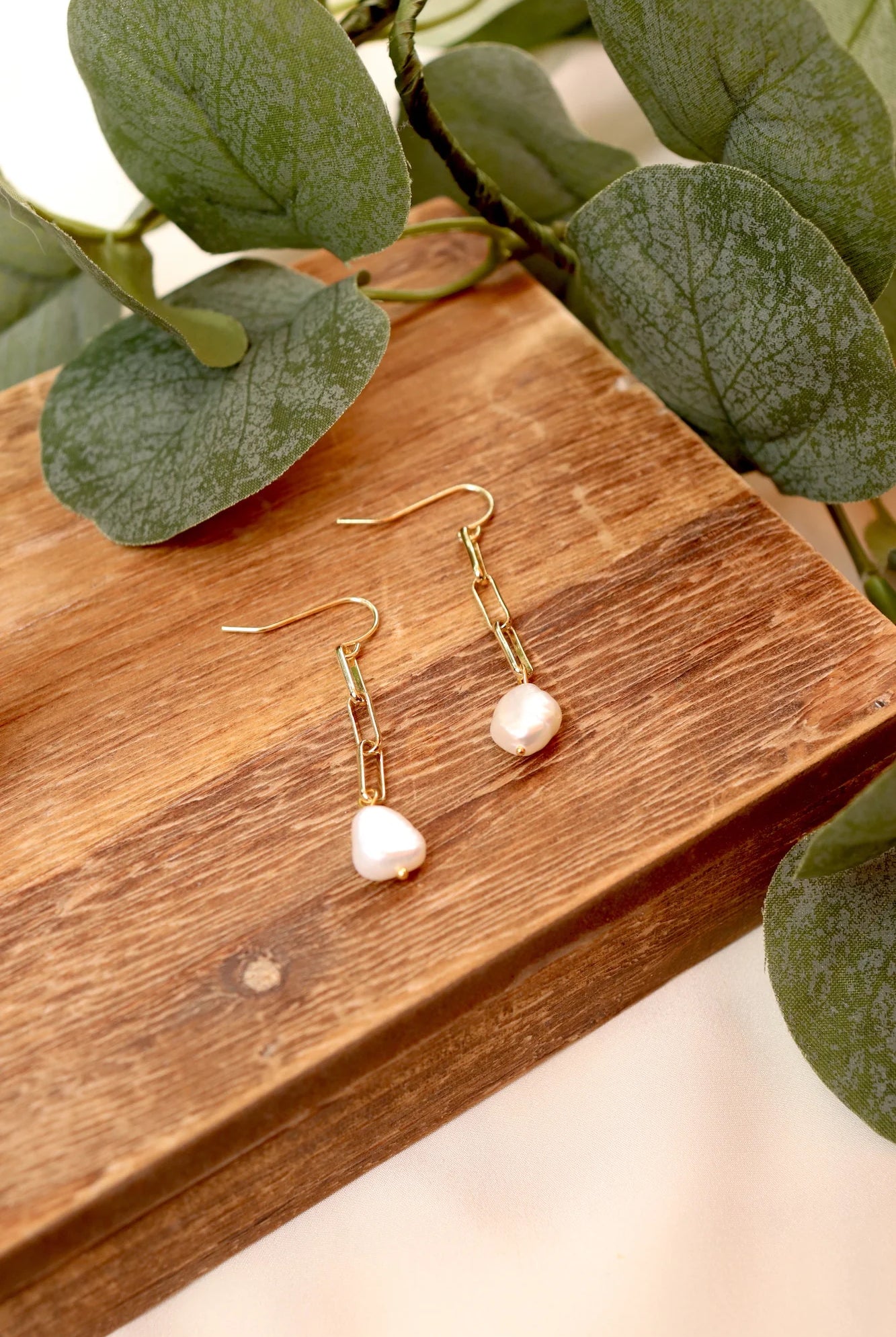 Paperclip Pearl Earrings Apex Ethical Boutique