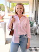 Rose & Lee Co Paris Top, Red Stripe by Mavi Jeans Long Sleeve