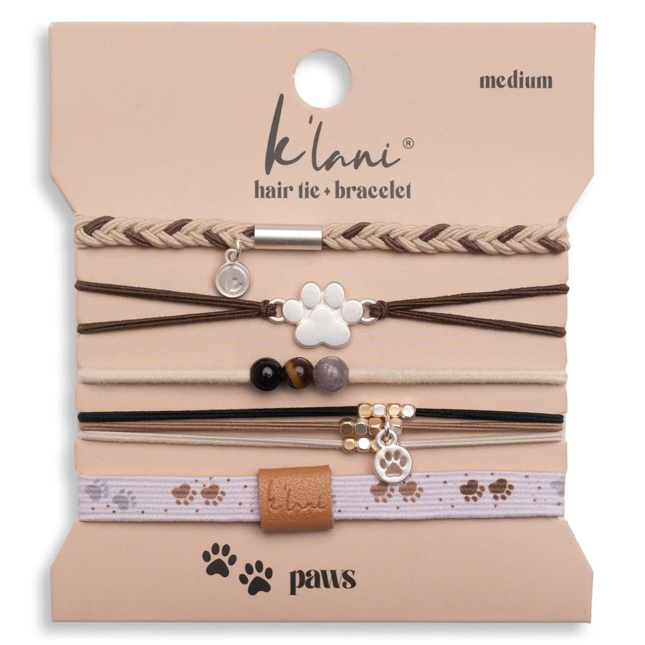 Rose & Lee Co Hair Tie Bracelet Set, Paws Hair