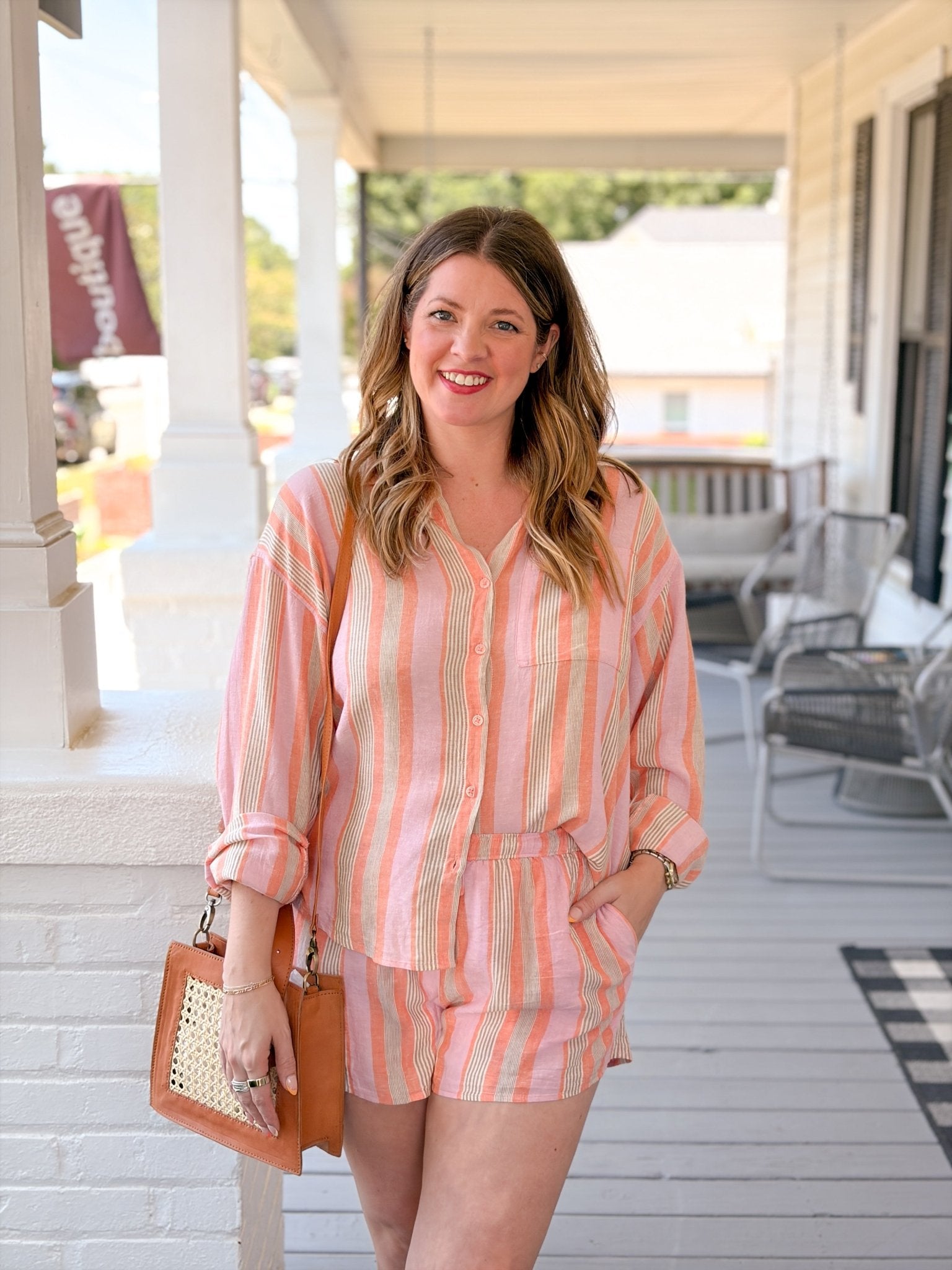 Rose & Lee Co Perfect Striped Top, Tiger Lily by Z Supply Long Sleeve