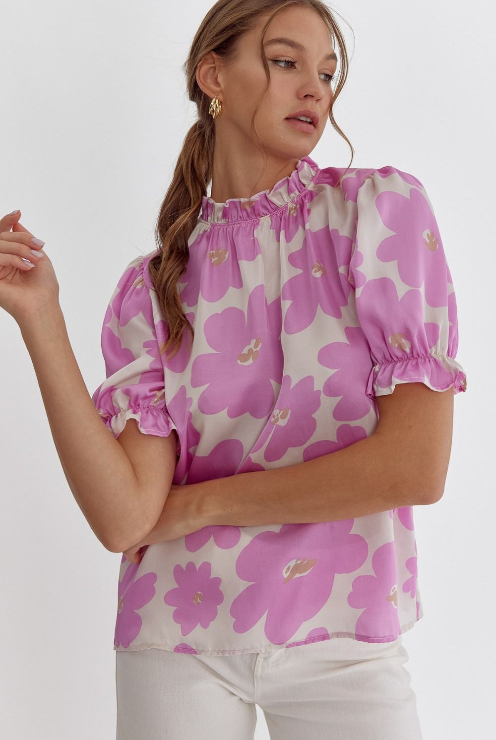 Pink Floral Top Apex Ethical Boutique