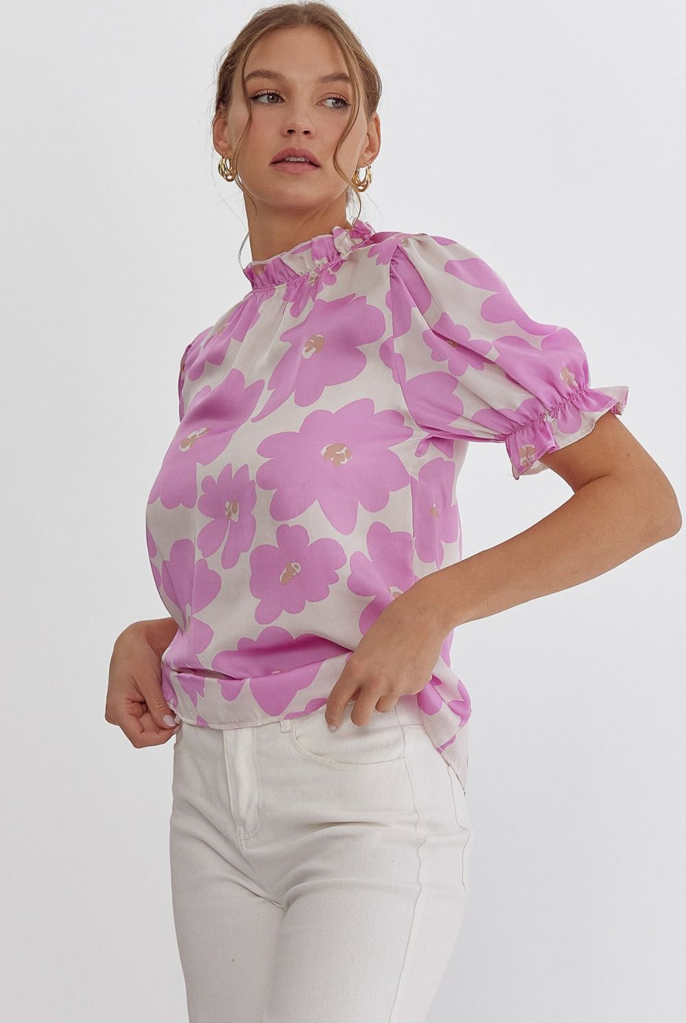 Pink Floral Top Apex Ethical Boutique