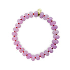 Rose Pink Quartz Rondelle Gemstone Beaded Bracelet

