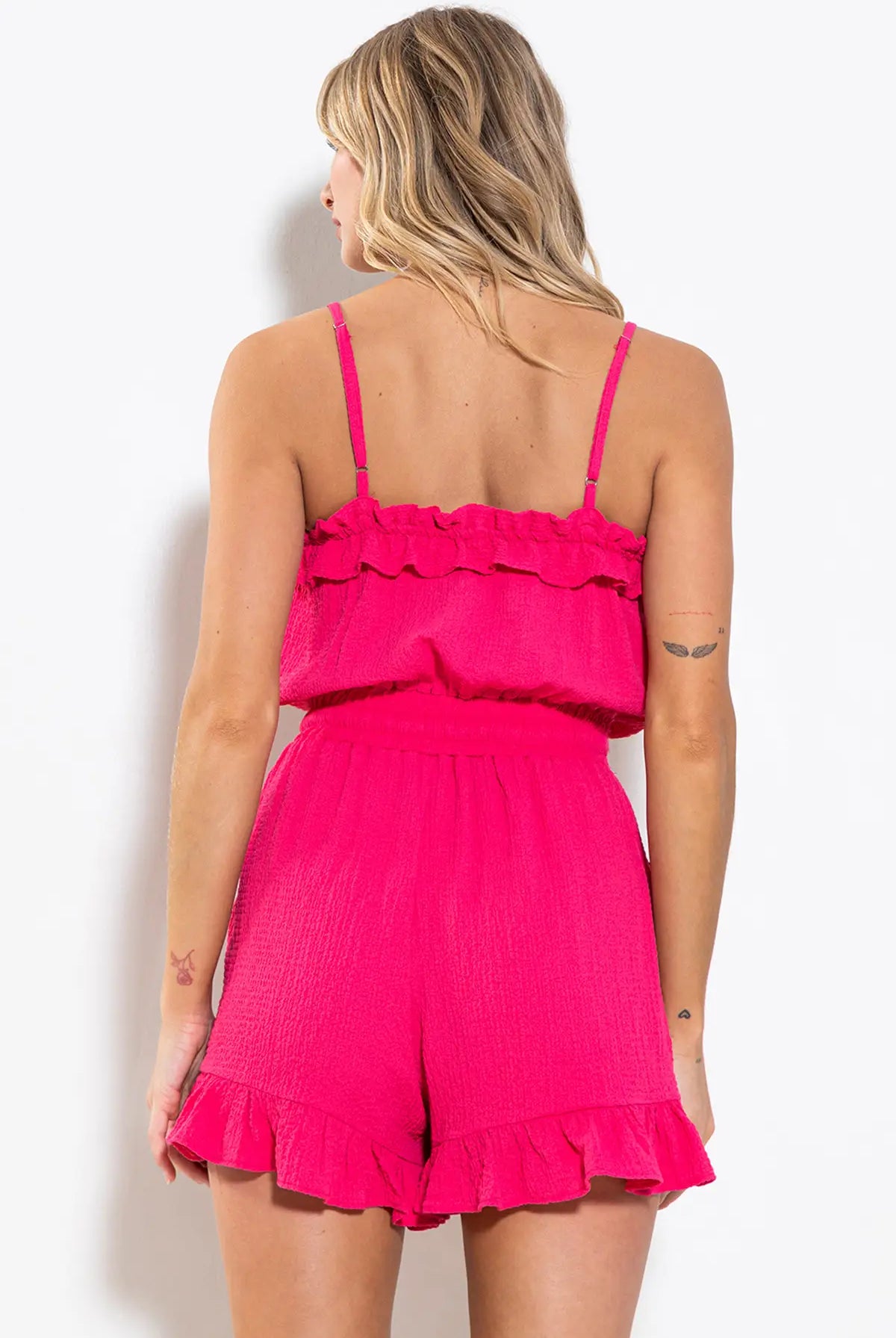 Pink Ruffled Romper Apex Ethical Boutique
