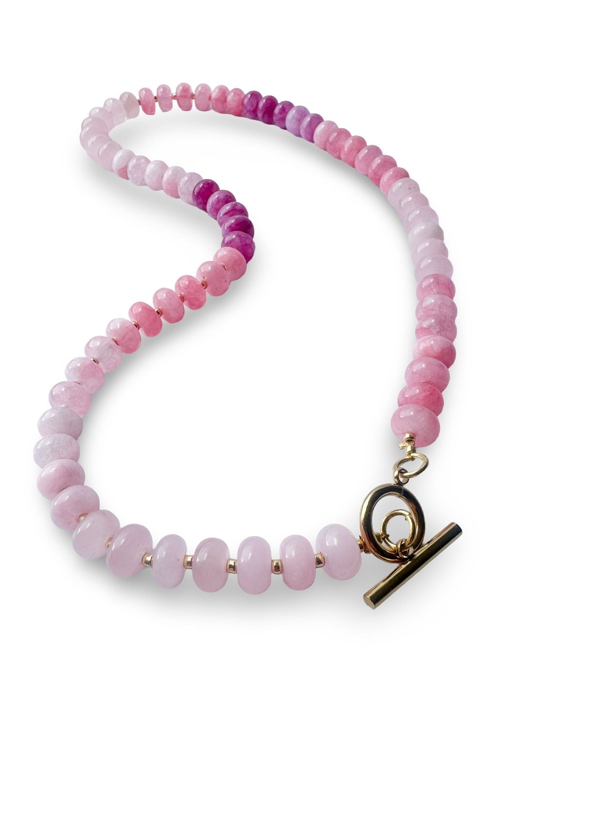 Bold Gemstone Beaded Necklace Pink Ombre

