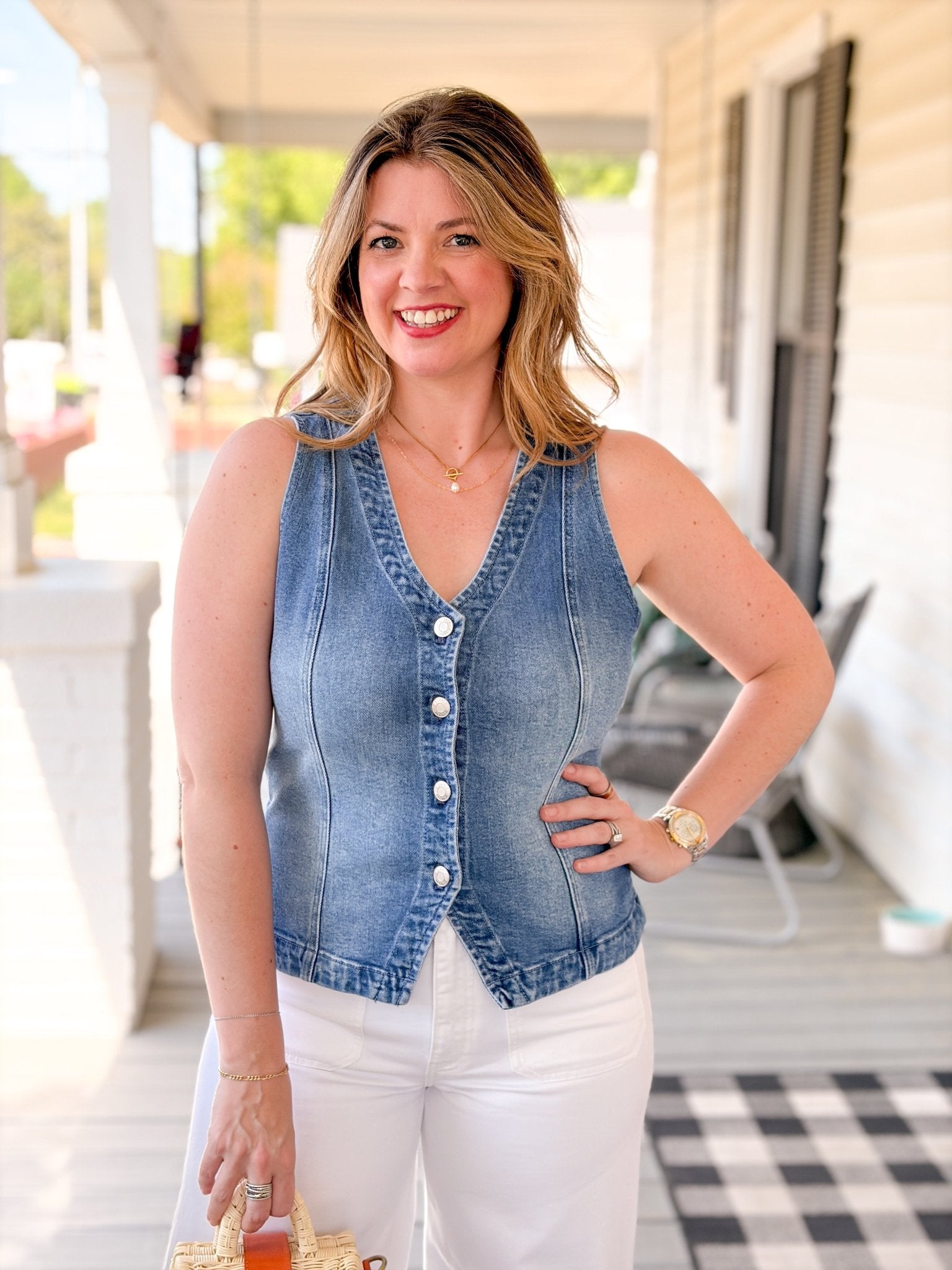 Rose & Lee Co Porto Denim Vest, Eternity by Z Supply Tanks