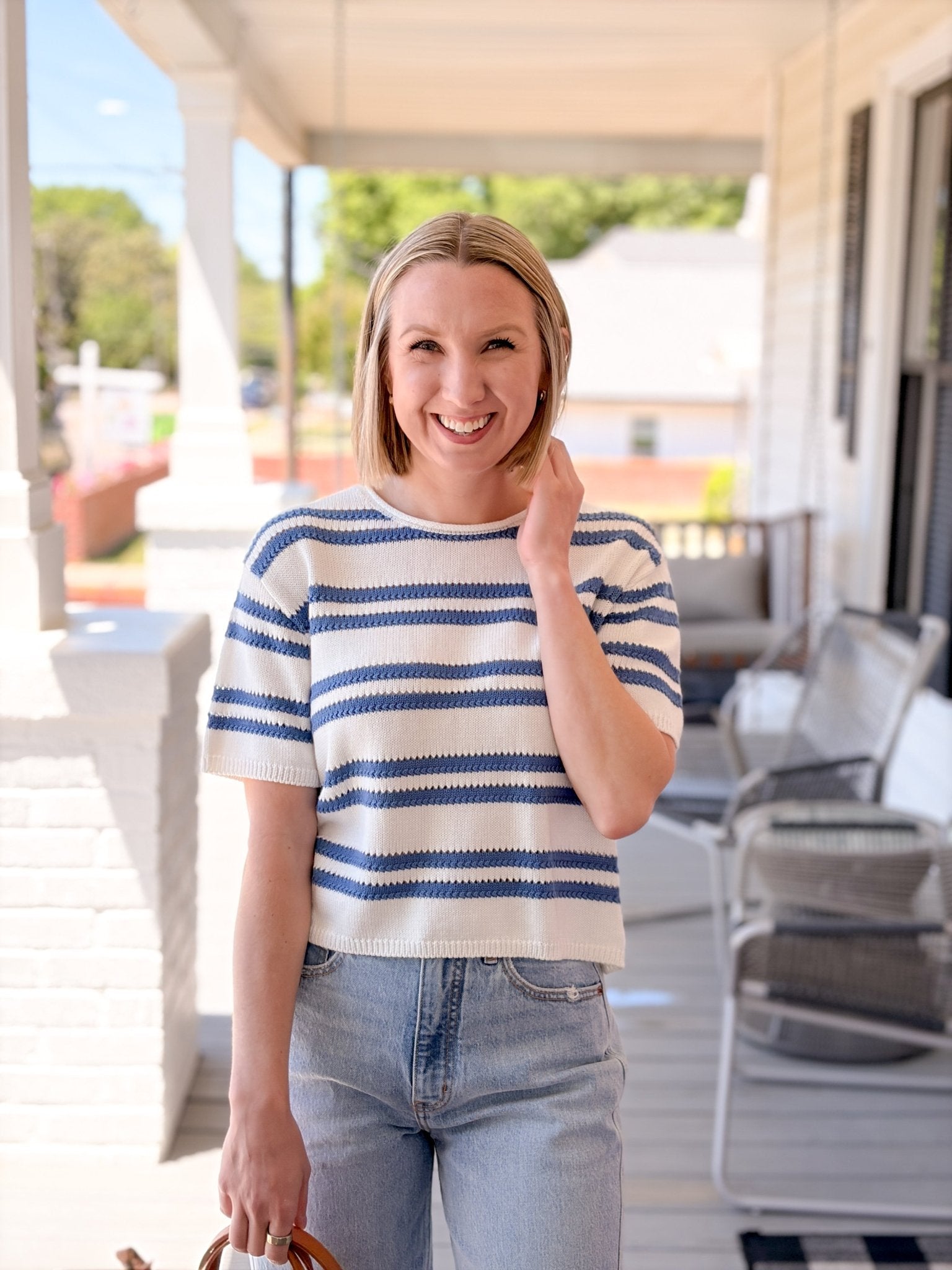 Rose & Lee Co Prado Sweater Tee, Lake Blue by Z Supply short sleeve