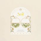 Green Flower Gold Hoops
