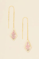 Pink Lace Flower Threader Earrings