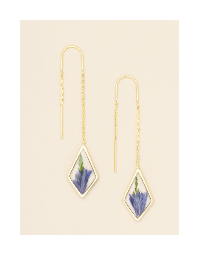 Purple Flower Threader Earrings