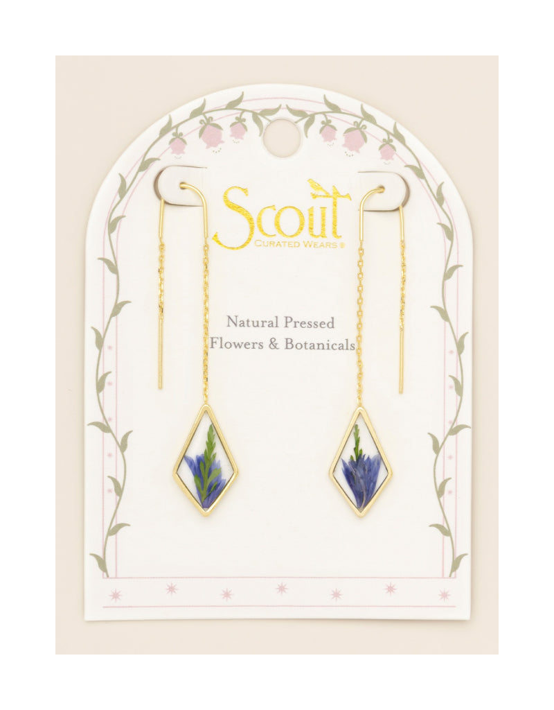 Purple Flower Threader Earrings