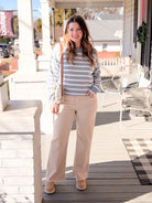 dusty blue and ivory striped sweaters