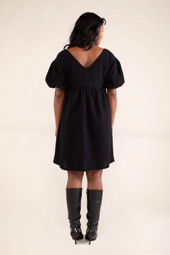 Puff Sleeve Black Dress Apex Ethical Boutique