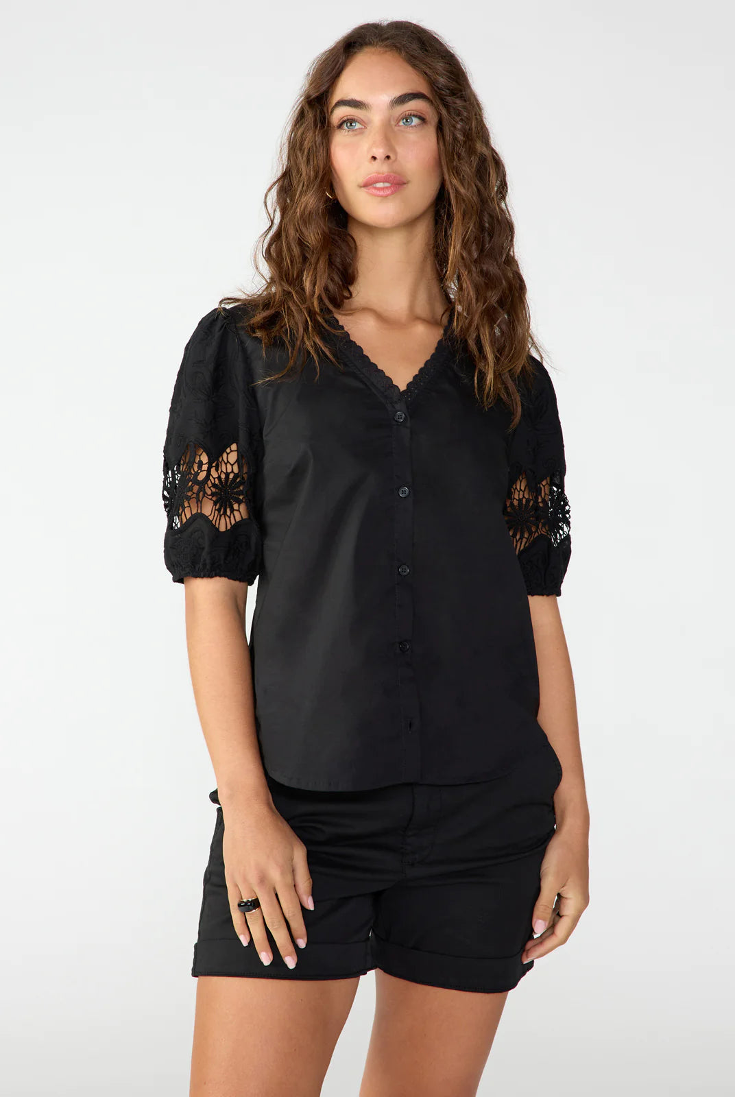 Puff Sleeve Black top Apex Ethical Boutique