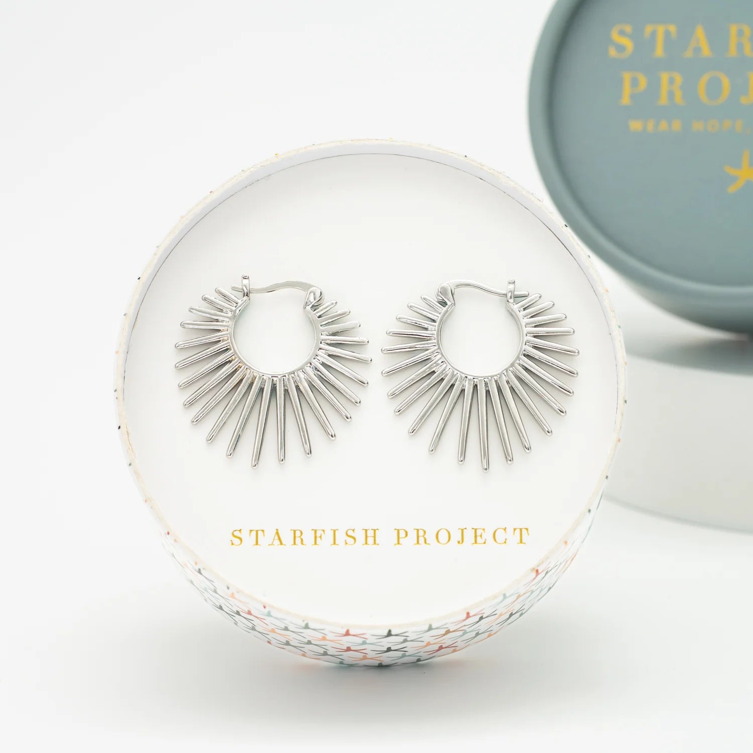 Silver Geometric Hoops