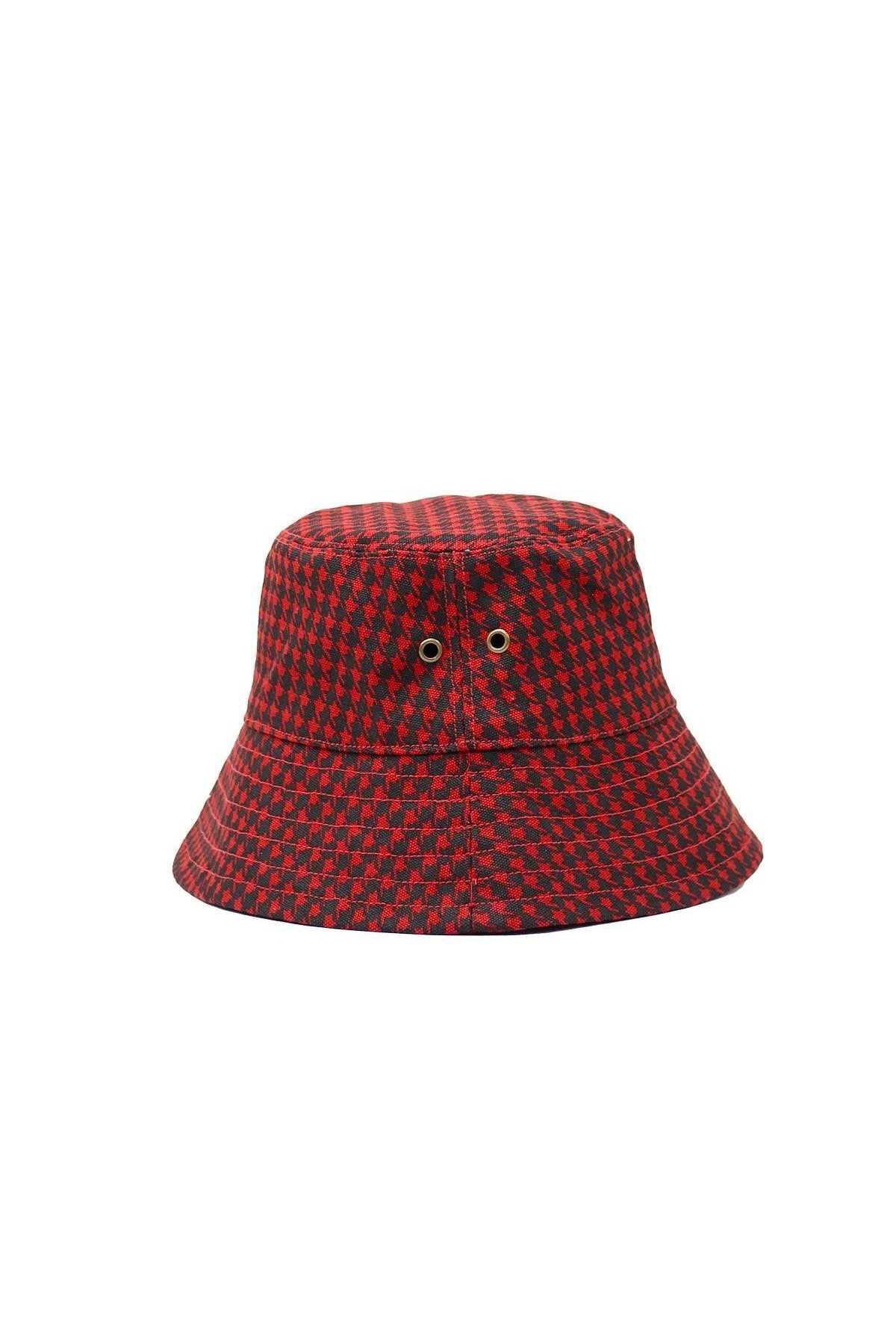 Red Houndstooth Bucket Hat Apex Ethical Boutique