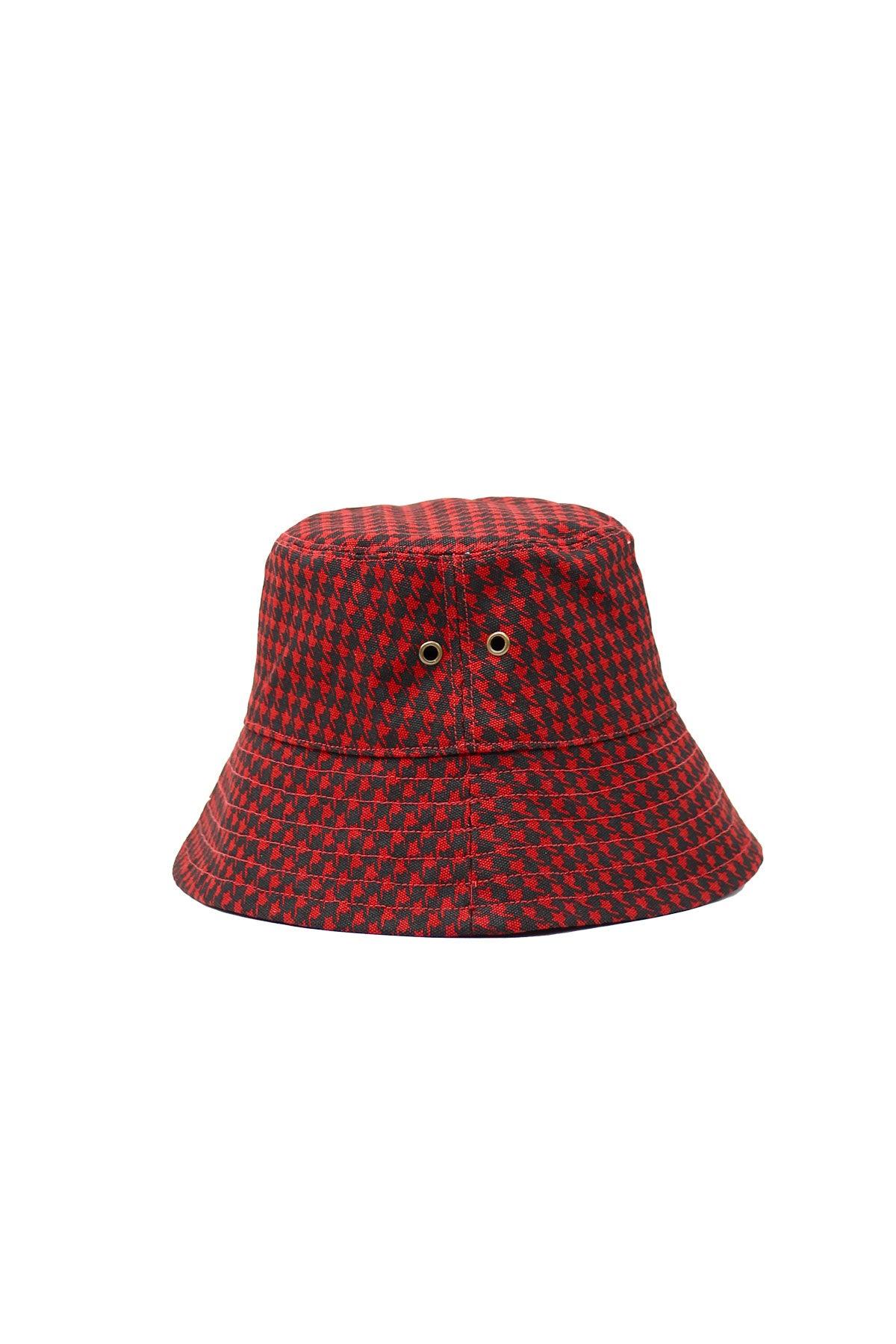 Red Houndstooth Bucket Hat Apex Ethical Boutique