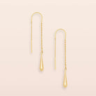 Refined Earrings, Teardrop Threader/Gold Vermeil