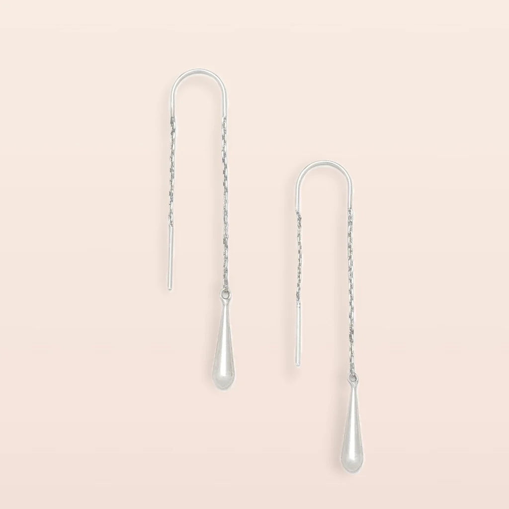 Refined Earrings, Teardrop Threader/Sterling Silver