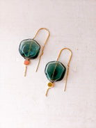 Rose & Lee Co Refined Glass Organic Threader Earrings, Teal/Gold Earrings