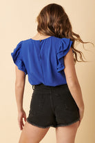 Royal Blue Ruffled Tank Top Apex Ethical Boutique