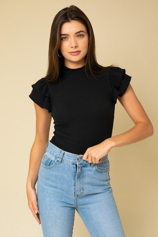 Ruffled Sleeves Bodysuit Apex Ethical Boutique