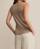 Taupe Sleeveless Crew Neck Tank Top