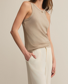 Taupe Sleeveless Crew Neck Tank Top