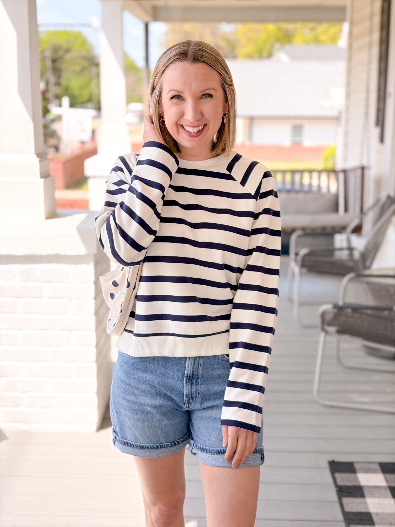 Rose & Lee Co Shay Sweatshirt, Black Iris Stripe by Mavi Jeans Sweatshirt & Hoodies