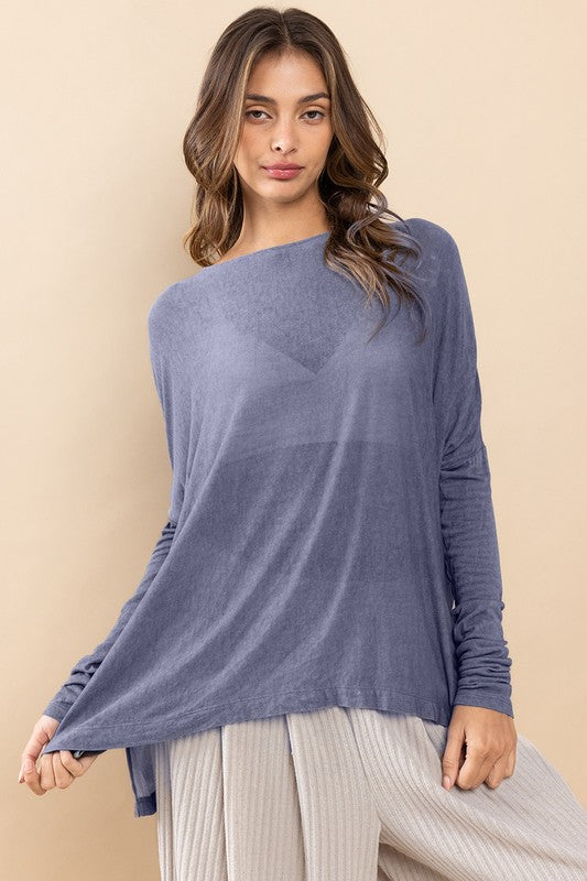 Sheer Long Sleeve Top Apex Ethical Boutique