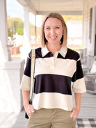 Rose & Lee Co Sheila Top, Collagen/Black Stripe by Sanctuary short sleeve