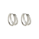 Rose & Lee Co Double Hoop Huggie Earrings, Silver Earrings
