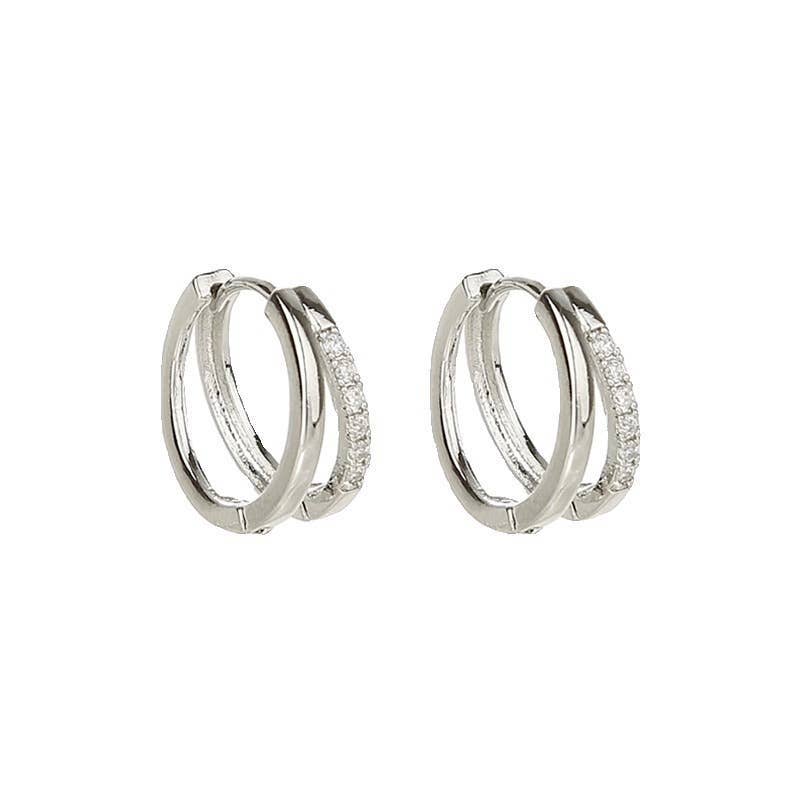 Silver Double Huggie Hoops Apex Ethical Boutique