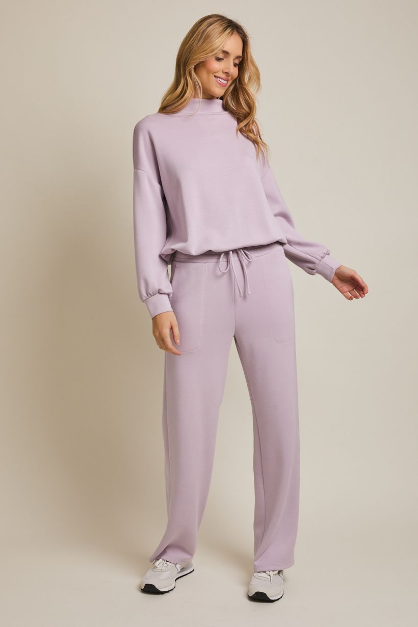 light lavender wide leg sweatpants