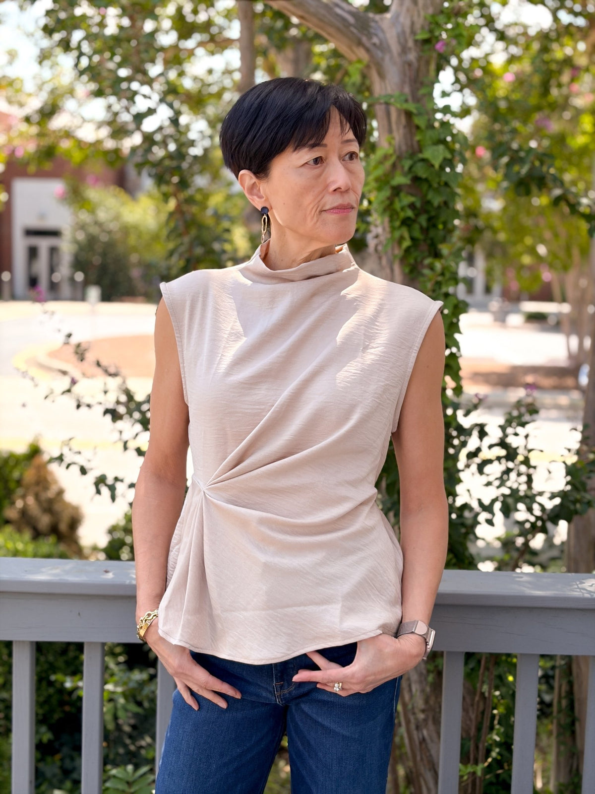 Rose & Lee Co Skyler Top, Oatmeal Work Tops