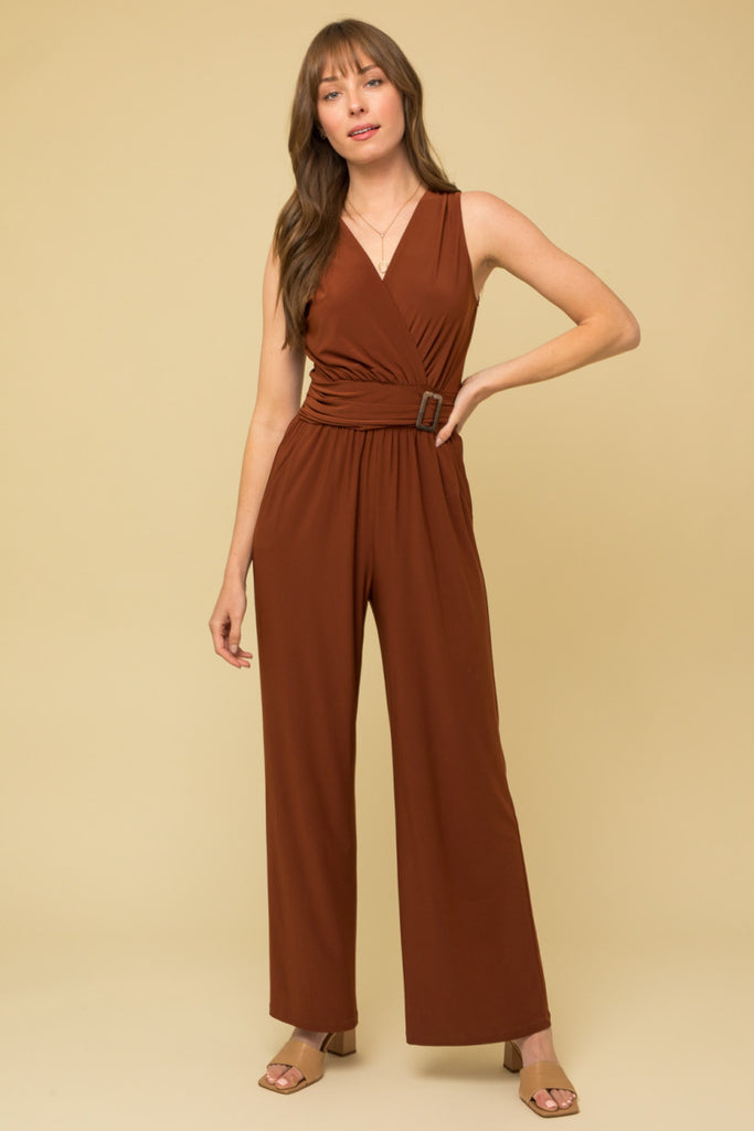 Sleeveless Brown Jumpsuit Apex Ethical Boutique
