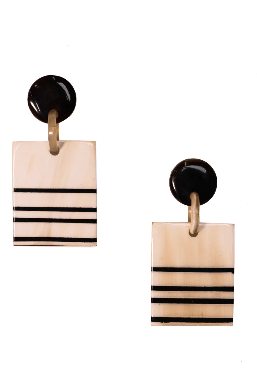 Striped Black and White Earrings Apex Ethical Boutique