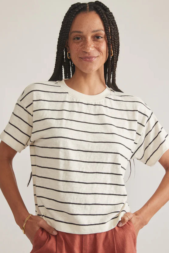 Striped Black and White Tee Apex Ethical Boutique