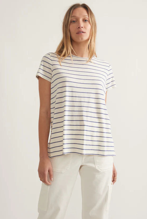 Striped Blue Short Sleeve Top Apex Ethical Boutique