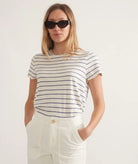 Striped Blue Short Sleeve Top Apex Ethical Boutique