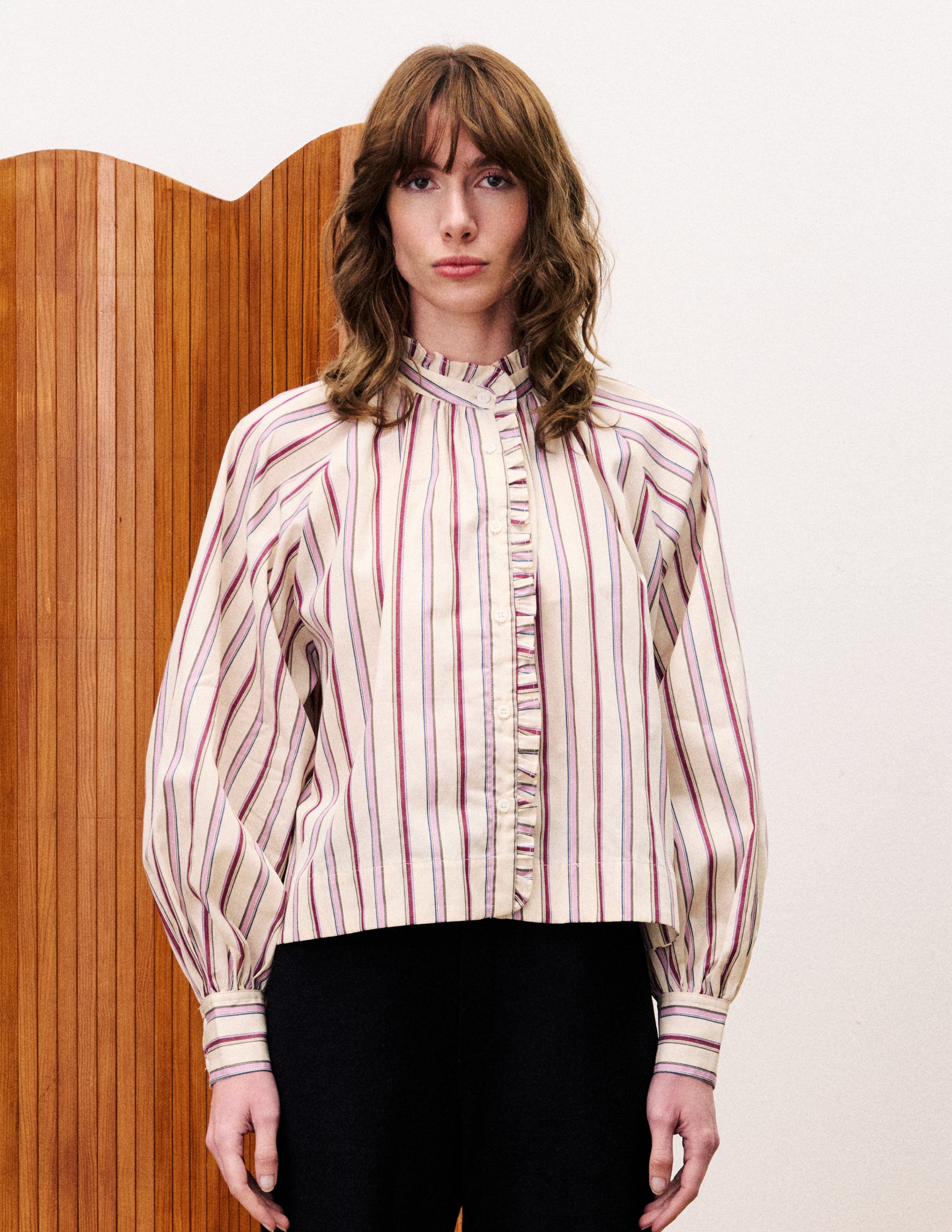 Striped Long Sleeve Work Top