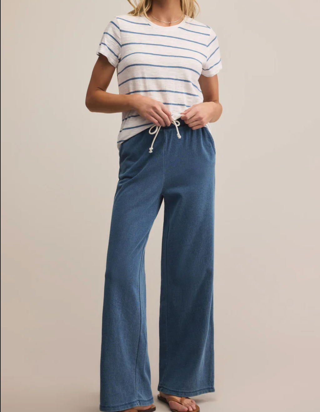 Blue and White Striped Short Sleeve Tee