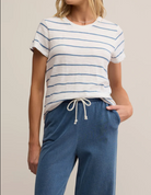 Blue and White Striped Short Sleeve Tee