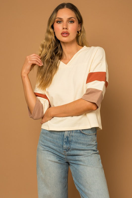 Striped Sleeve Top Apex Ethical Boutique
