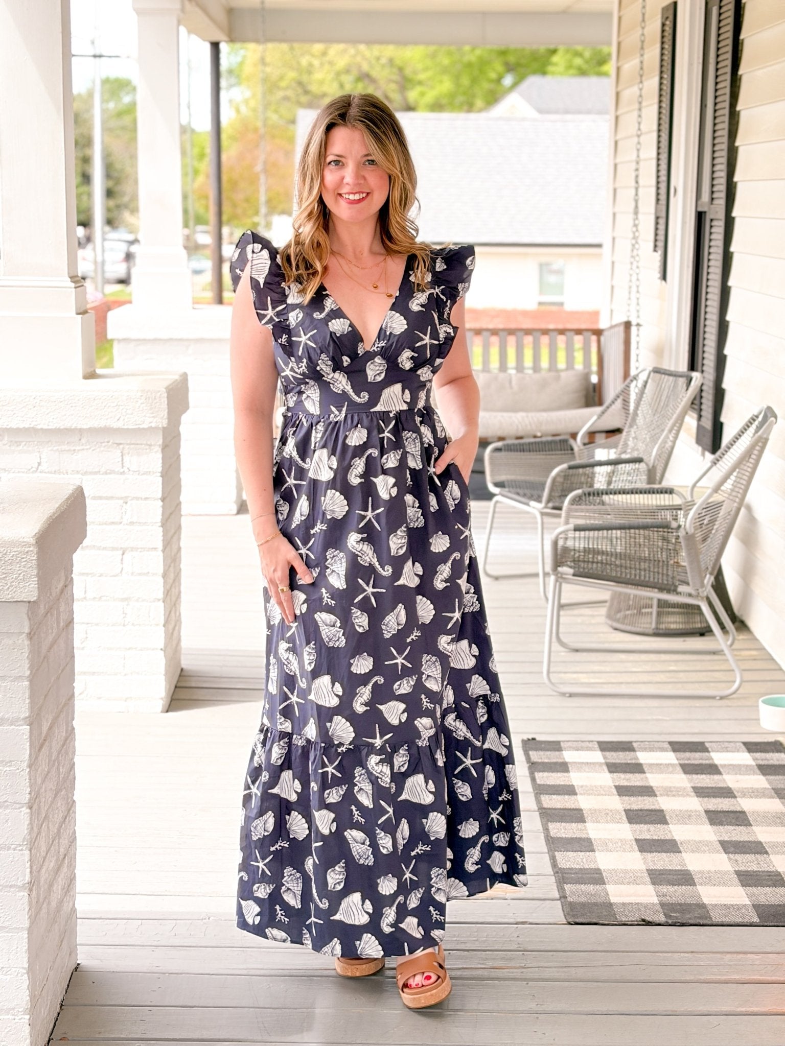 Rose & Lee Co Summer Dress, Navy/White Event Dress