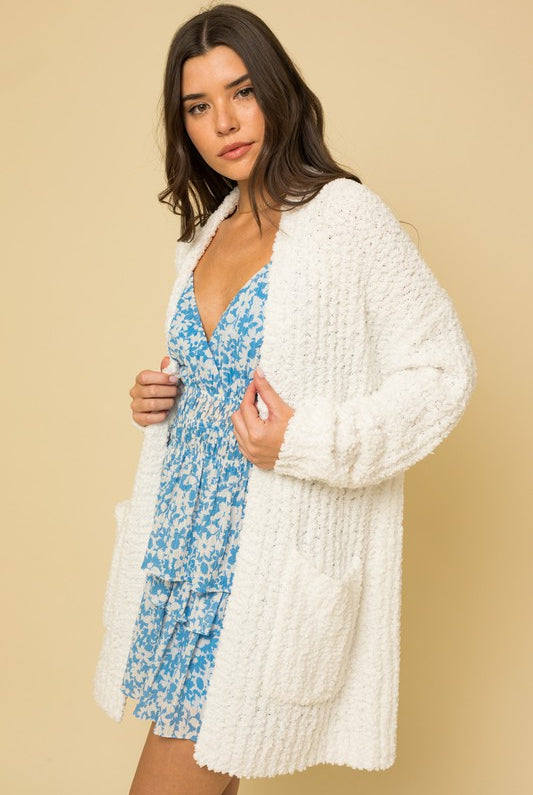 Sweater Material White Cardigan Apex Ethical Boutique