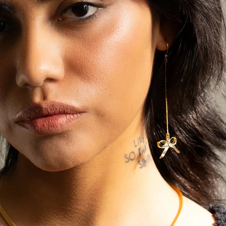Rose & Lee Co Take A Bow Earring, 18K Gold Plated Earrings